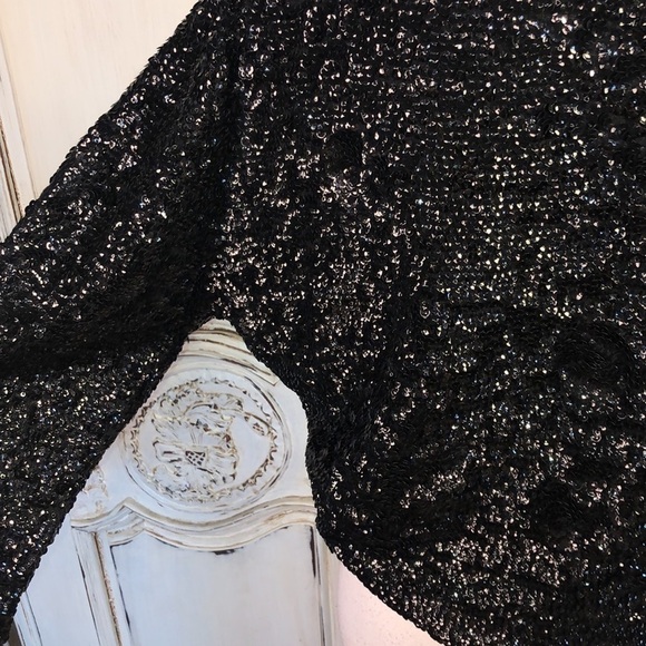 Vintage Gene Shelly’s Boutique International Chic Black Sequins Jacket Size S-M - Picture 9 of 12